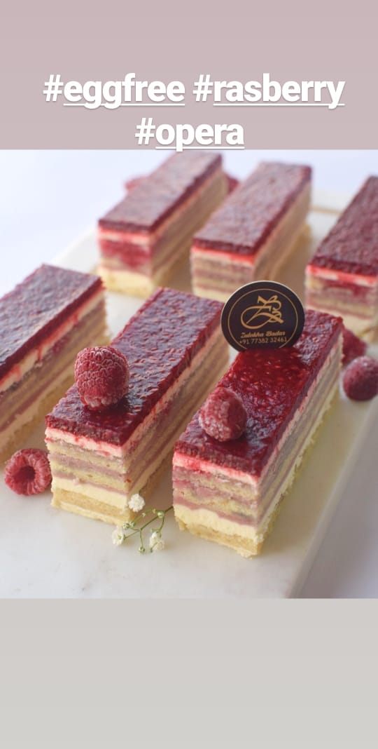 Raspberry opera cake